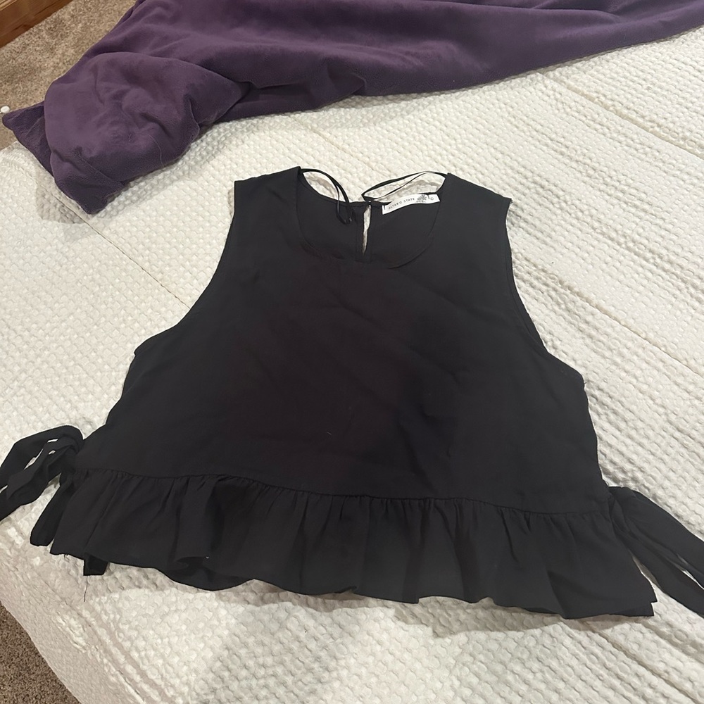 Altar'd State Black Ruffle Tank Top